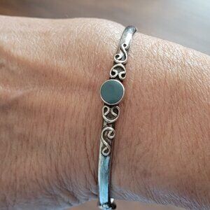 Mexico Sterling Silver Bangle, Marked 925 Mexico, 2.75 inches